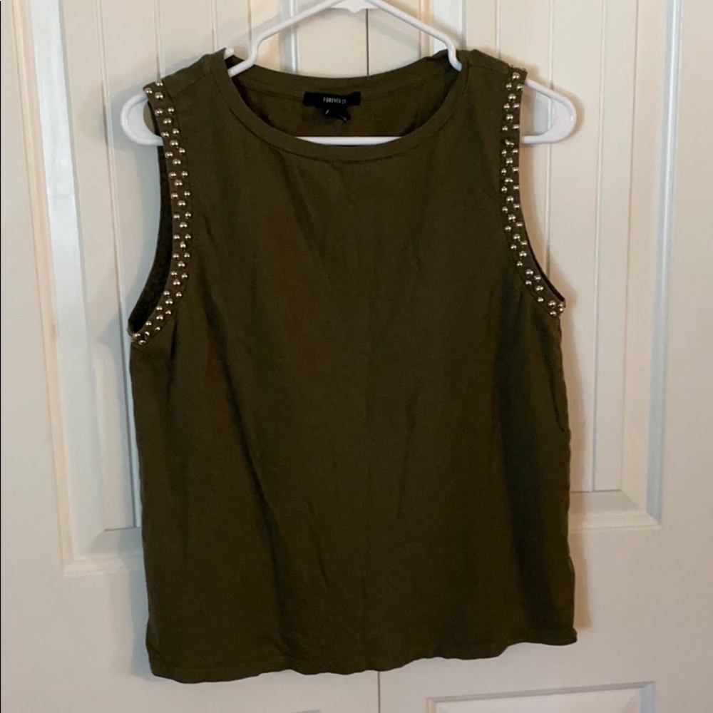 Olive Green studded Forever 21 tank top